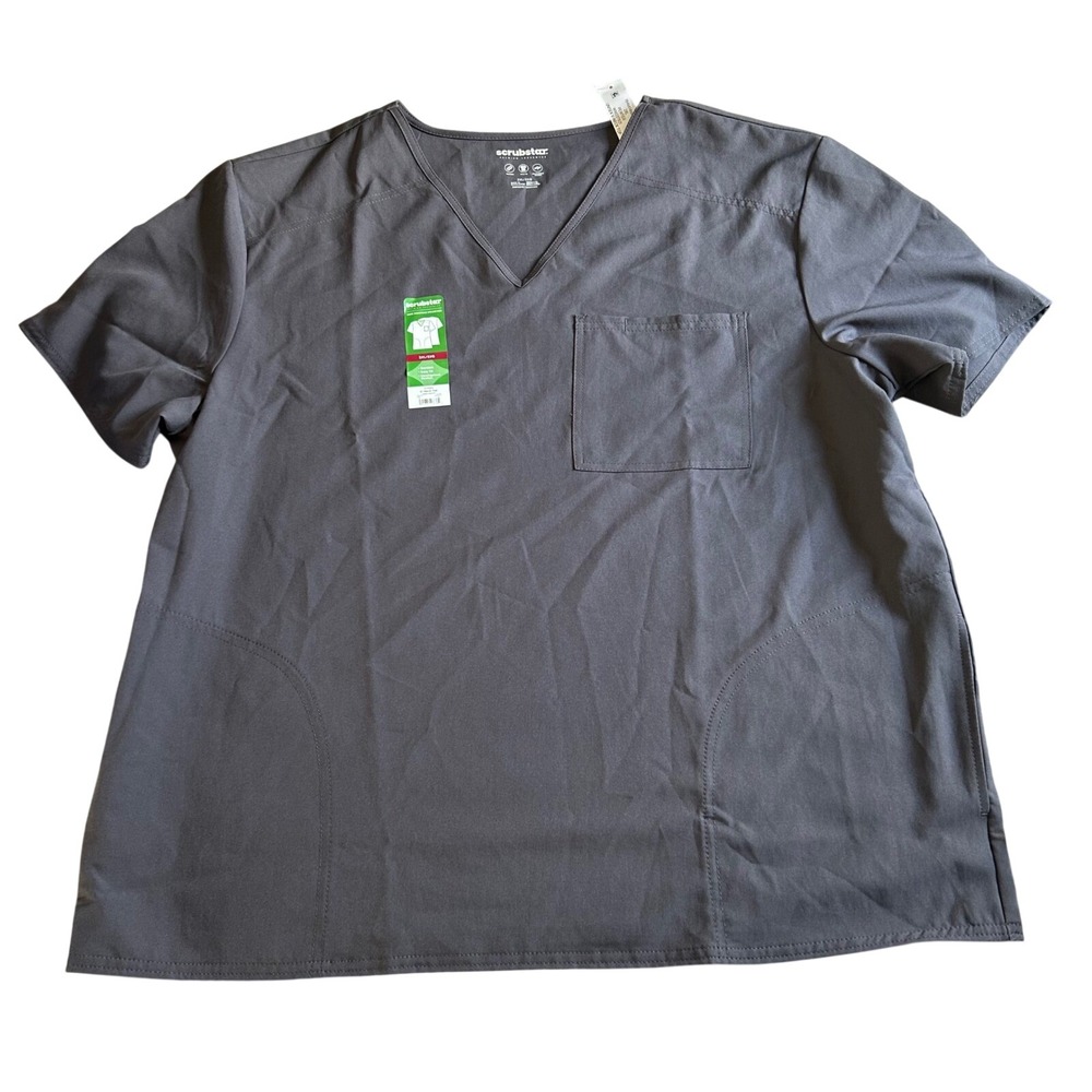 Scrubstar V-Neck Scrub Top Unisex Size 2XL Gray Short Sleeve‎ Work Shirt Durable